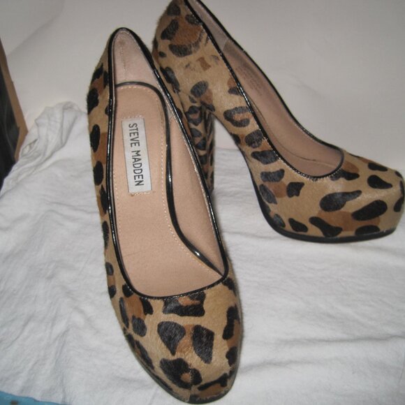 Steve Madden Women's Sarrina Leopard Print Platform Chunky Pumps - 6M US - Picture 6 of 10